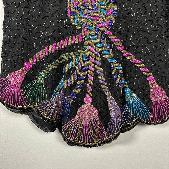 Vintage Marshall Fields Silk Beaded Blouse Women's Medium - Picture 4 of 12